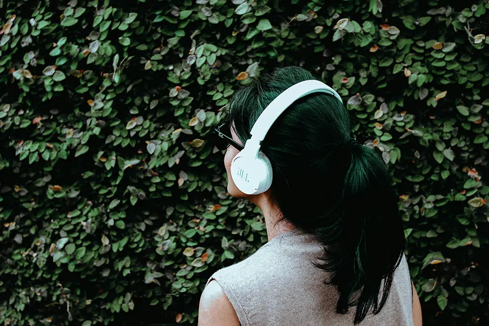 Listening to music with headphones