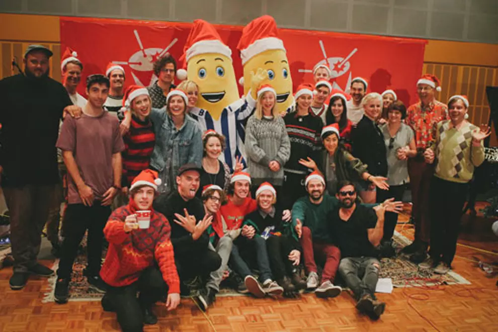 Triple j - pictured here celebrating their Christmas single with friends - finish the year on a high