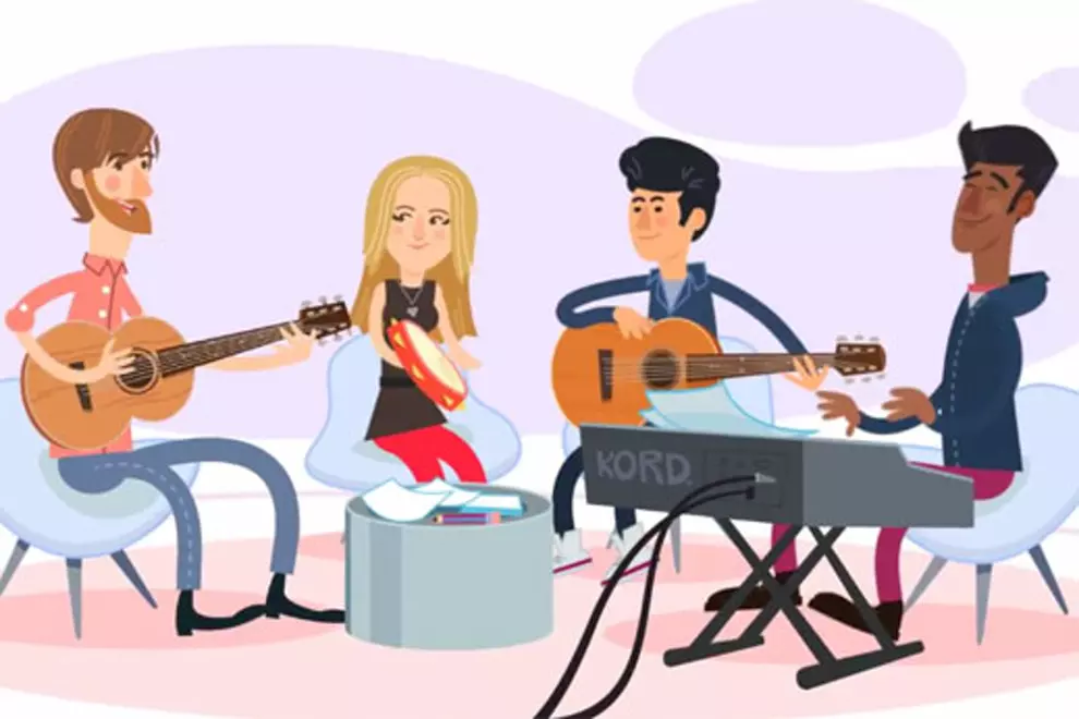 Josh Pyke (left) in cartoon form