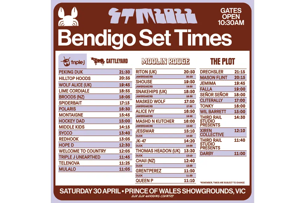 GTM2022 SET TIMES BEN