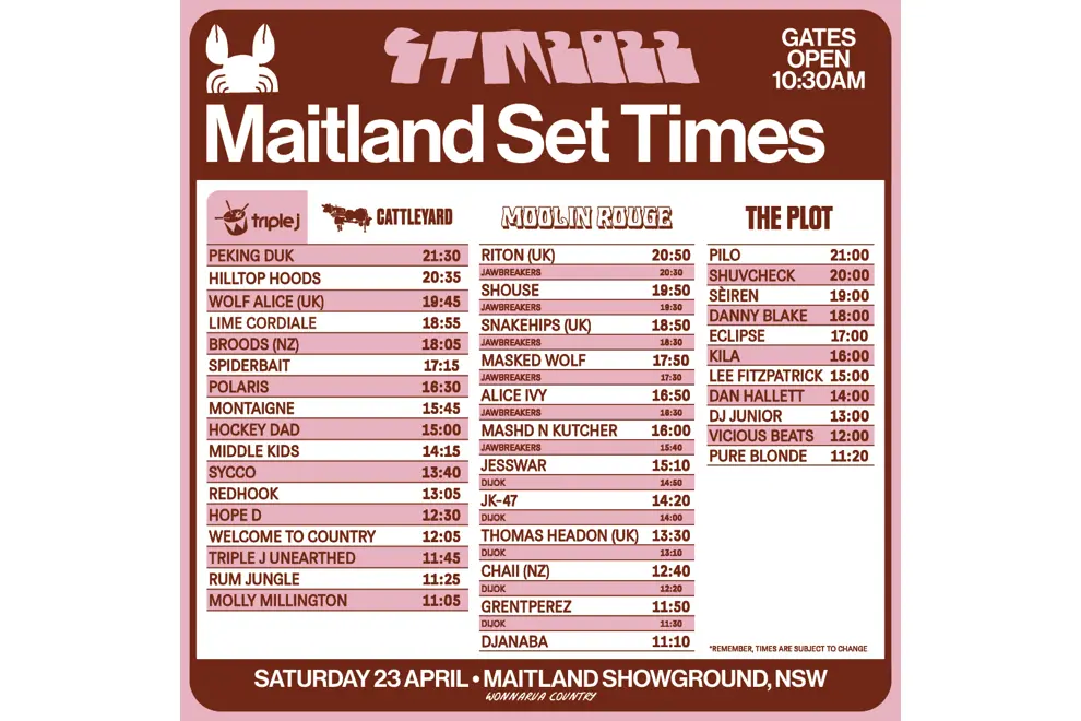 GTM2022 SET TIMES MTL