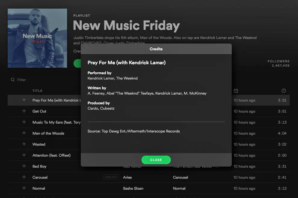 spotify credits