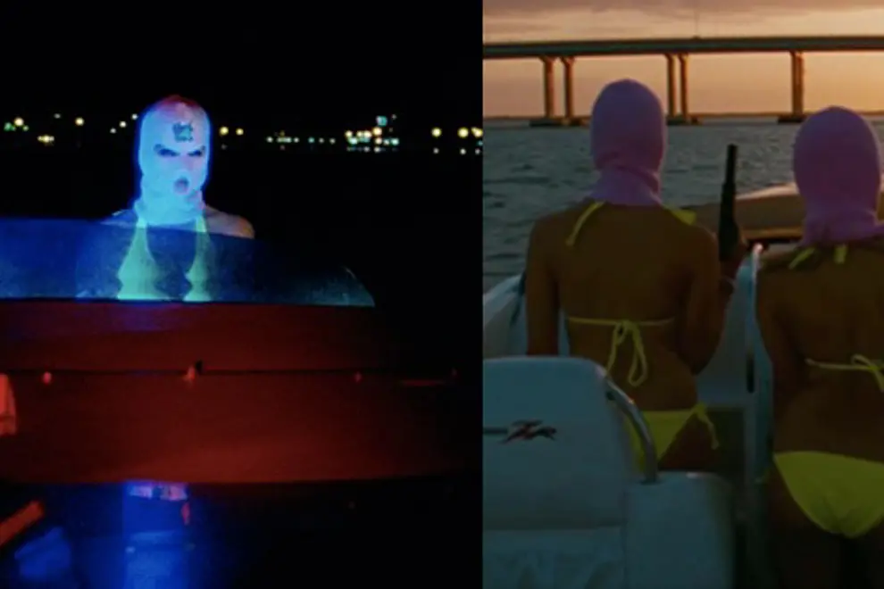 spring breakers boat bikini neon