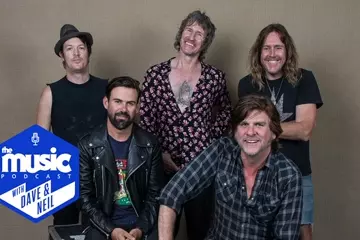 Tim Rogers (centre) with the Easy Fever supergroup. Pic by Peter Sharp.